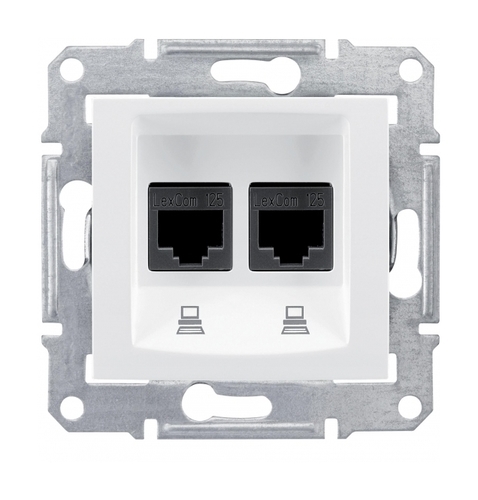 Розетка двойная компьютерная RJ45 Cat.6 Schneider Electric SEDNA, белый