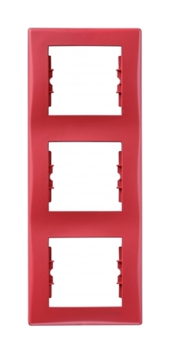 Рамка 3 поста Schneider Electric SEDNA, вертикальная, красный