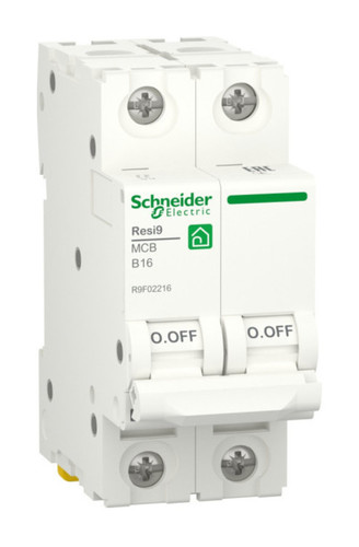 Автоматический выключатель Schneider Electric Resi9 2P 16А (B) 6кА, R9F02216