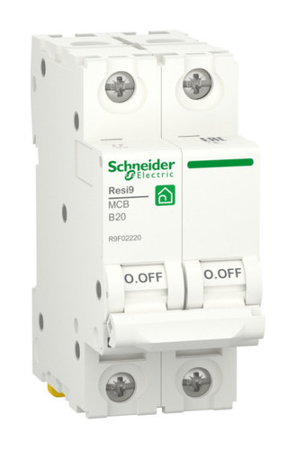 Автоматический выключатель Schneider Electric Resi9 2P 20А (B) 6кА, R9F02220