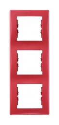 Рамка 3 поста SEDNA, вертикальная, красный