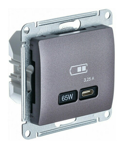 Розетка USB type C Systeme Electric GLOSSA, скрытый монтаж, сиреневый туман, GSL001427